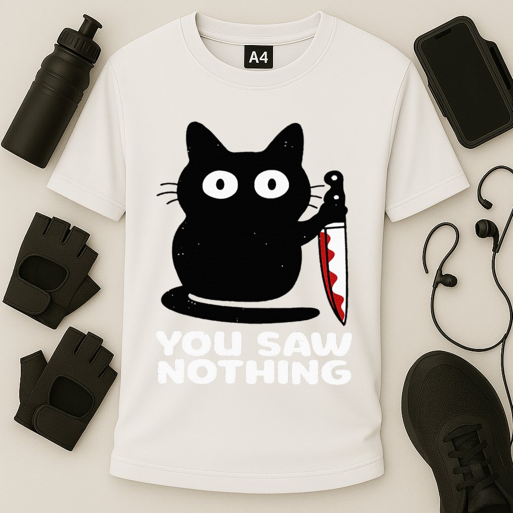 Cat Knife You Saw Nothing Cooling Performance Crew T-Shirt