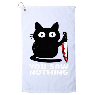 Cat Knife You Saw Nothing Golf Towel