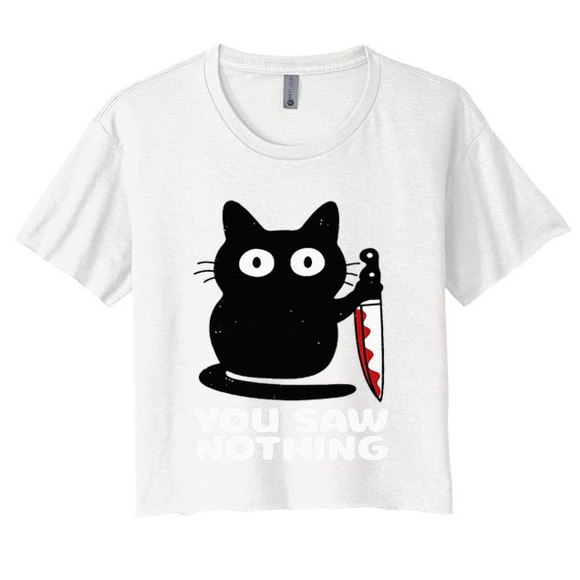 Cat Knife You Saw Nothing Crop Top