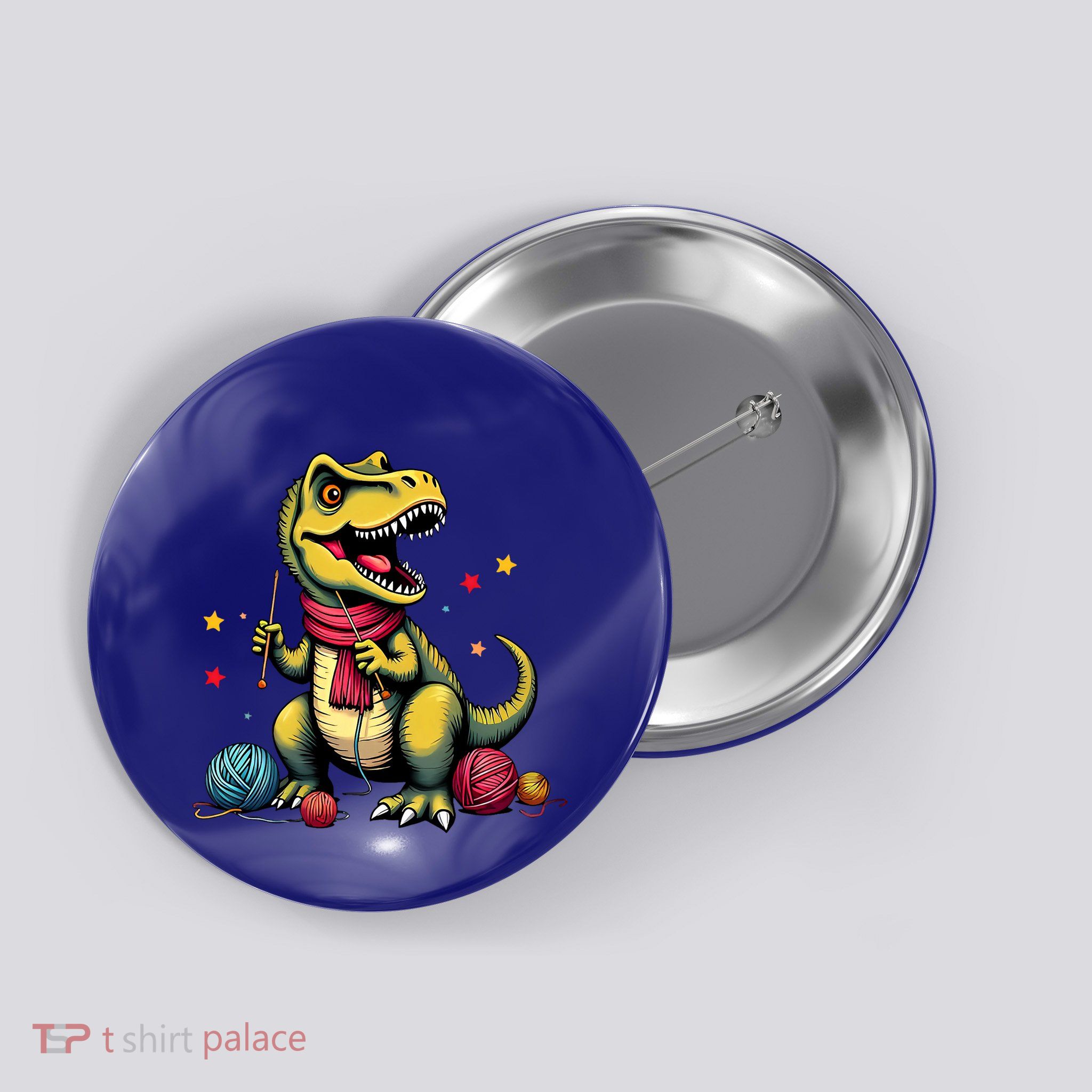 Crochet Kniting Yarn Dinosaur T Rex Knitter Crocheting Button