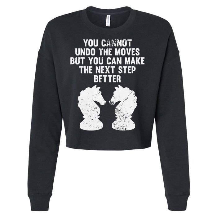 Chess Knight You Cannot Undo The Moves Chess Player Grunge Cropped Pullover Crew