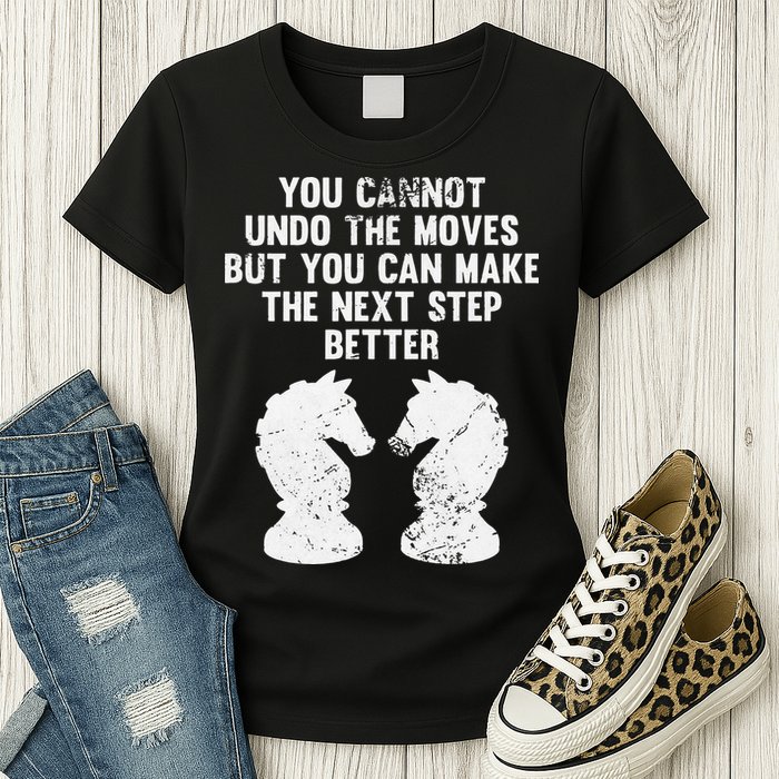 Chess Knight You Cannot Undo The Moves Chess Player Grunge Womens T-Shirt