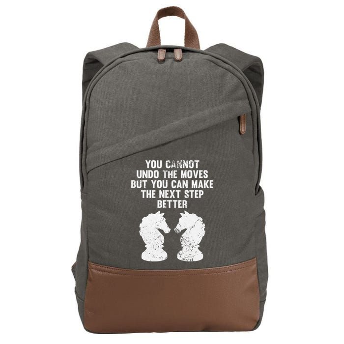 Chess Knight You Cannot Undo The Moves Chess Player Grunge Cotton Canvas Backpack