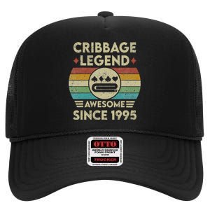 Cribbage Legend 27 Years Old Awesome Since 1995 Cribbage High Crown Mesh Back Trucker Hat