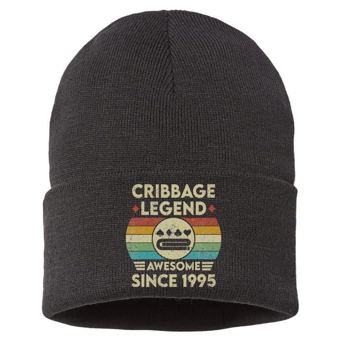 Cribbage Legend 27 Years Old Awesome Since 1995 Cribbage Sustainable Knit Beanie