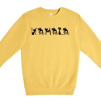 Comma La 2024 Kamala Cat Cute Cat Shaped Font Letters Subtle Comma La Premium Crewneck Sweatshirt