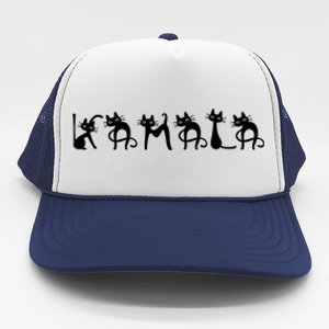 Comma La 2024 Kamala Cat Cute Cat Shaped Font Letters Subtle Comma La Trucker Hat