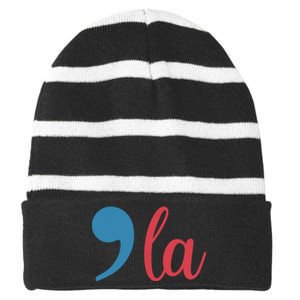 Comma La 2024 Funny Striped Beanie with Solid Band