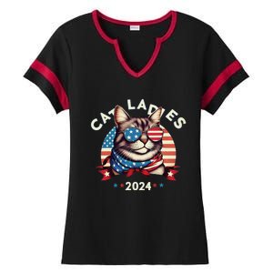 Cat Ladies 2024 The Presidential Campaign Kamala Harris 2024 Ladies Halftime Notch Neck Tee