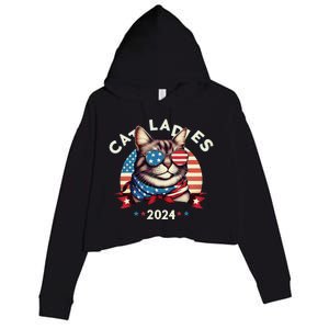 Cat Ladies 2024 The Presidential Campaign Kamala Harris 2024 Crop Fleece Hoodie