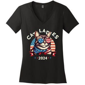 Cat Ladies 2024 The Presidential Campaign Kamala Harris 2024 Women's V-Neck T-Shirt