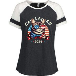 Cat Ladies 2024 The Presidential Campaign Kamala Harris 2024 Enza Ladies Jersey Colorblock Tee