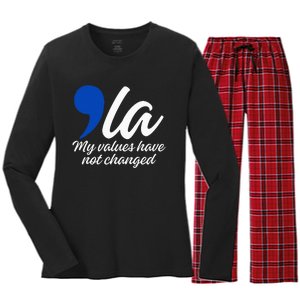 Comma La 2024 My Values Have Not Changed Funny Women's Long Sleeve Flannel Pajama Set 