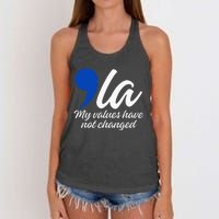 Comma La 2024 My Values Have Not Changed Funny Women's Knotted Racerback Tank