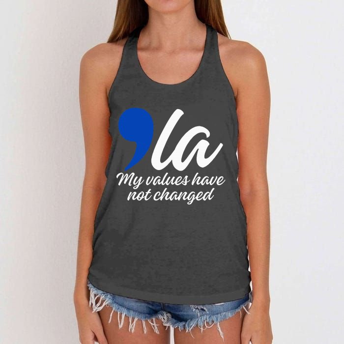 Comma La 2024 My Values Have Not Changed Funny Women's Knotted Racerback Tank