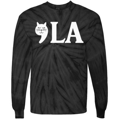 Comma La 2024 President Cat Ladies For Kamala Harris 2024 Tie-Dye Long Sleeve Shirt