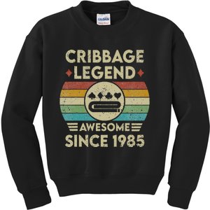 Cribbage Legend 37 Years Old Awesome Since 1985 Cribbage Kids Sweatshirt