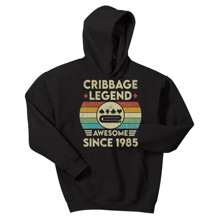 Cribbage Legend 37 Years Old Awesome Since 1985 Cribbage Kids Hoodie