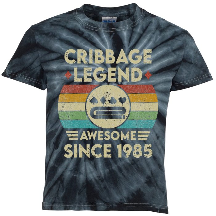 Cribbage Legend 37 Years Old Awesome Since 1985 Cribbage Kids Tie-Dye T-Shirt