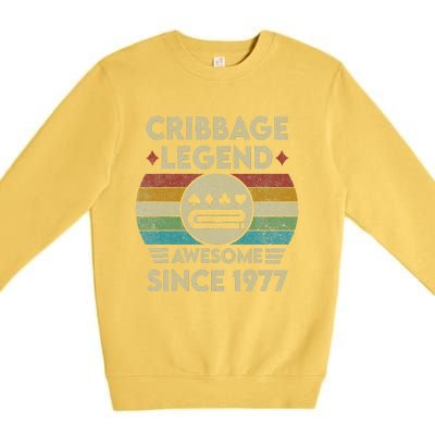 Cribbage Legend 45 Years Old Awesome Since 1977 Cribbage Premium Crewneck Sweatshirt