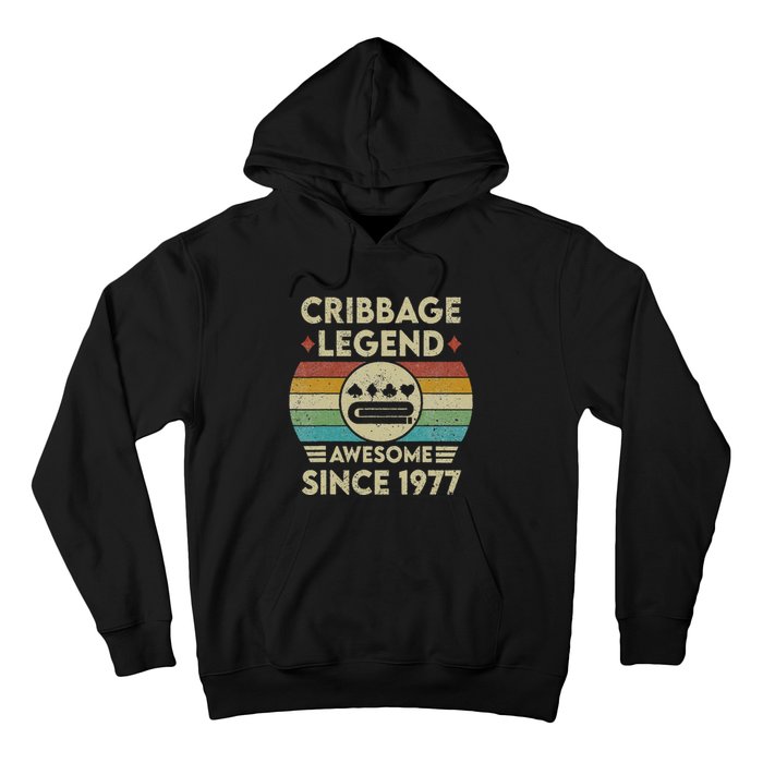 Cribbage Legend 45 Years Old Awesome Since 1977 Cribbage Hoodie