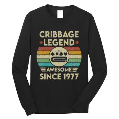 Cribbage Legend 45 Years Old Awesome Since 1977 Cribbage Long Sleeve Shirt