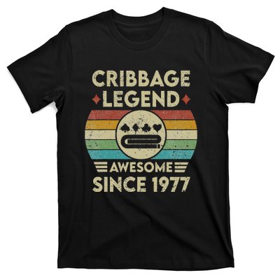 Cribbage Legend 45 Years Old Awesome Since 1977 Cribbage T-Shirt