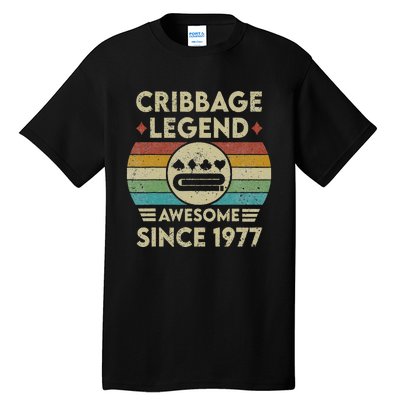 Cribbage Legend 45 Years Old Awesome Since 1977 Cribbage Tall T-Shirt