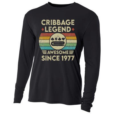 Cribbage Legend 45 Years Old Awesome Since 1977 Cribbage Cooling Performance Long Sleeve Crew