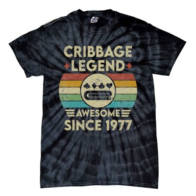 Cribbage Legend 45 Years Old Awesome Since 1977 Cribbage Tie-Dye T-Shirt