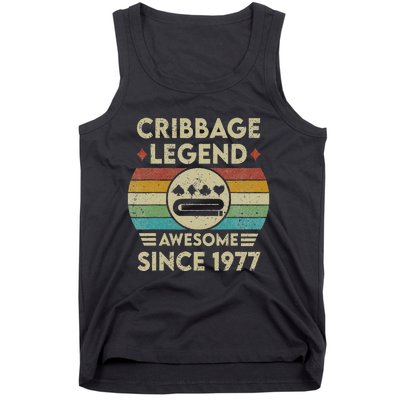 Cribbage Legend 45 Years Old Awesome Since 1977 Cribbage Tank Top