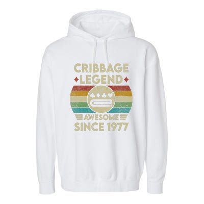 Cribbage Legend 45 Years Old Awesome Since 1977 Cribbage Garment-Dyed Fleece Hoodie