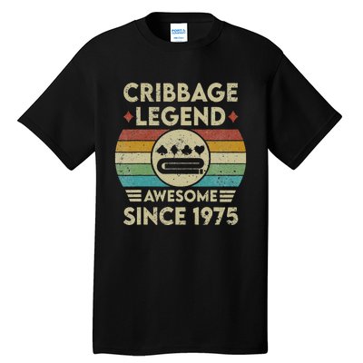 Cribbage Legend 47 Years Old Awesome Since 1975 Cribbage Tall T-Shirt