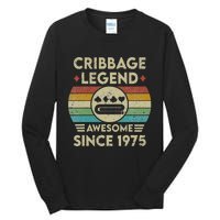 Cribbage Legend 47 Years Old Awesome Since 1975 Cribbage Tall Long Sleeve T-Shirt