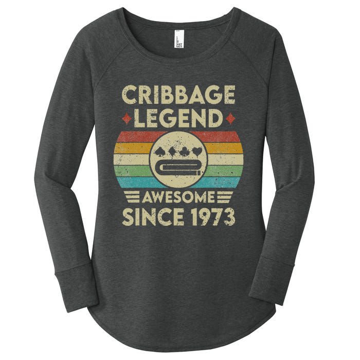 Cribbage Legend 49 Years Old Awesome Since 1973 Cribbage Women's Perfect Tri Tunic Long Sleeve Shirt