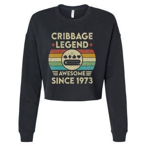 Cribbage Legend 49 Years Old Awesome Since 1973 Cribbage Cropped Pullover Crew