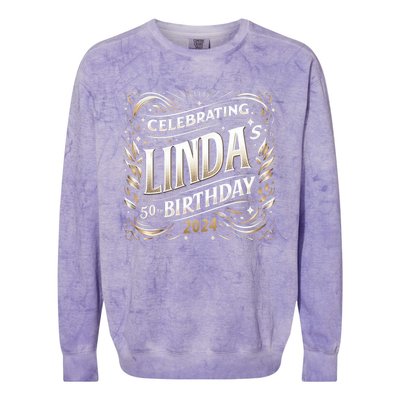 Celebrating LindaS 50th Birthday 2024 Colorblast Crewneck Sweatshirt