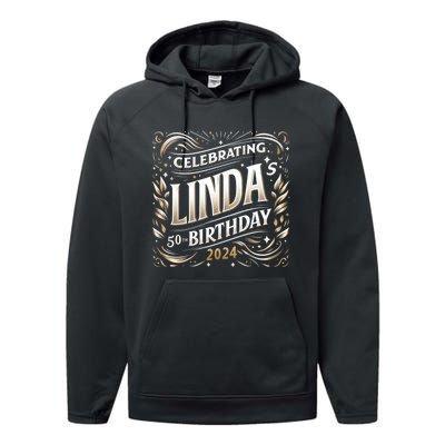 Celebrating LindaS 50th Birthday 2024 Performance Fleece Hoodie