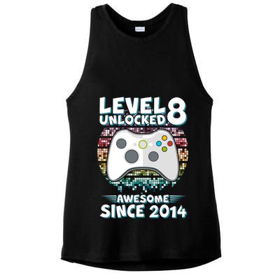 Cool Level 8 Unlocked Awesome Since 2014 Gamer Ladies PosiCharge Tri-Blend Wicking Tank