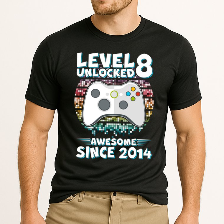 Cool Level 8 Unlocked Awesome Since 2014 Gamer Performance Shirt