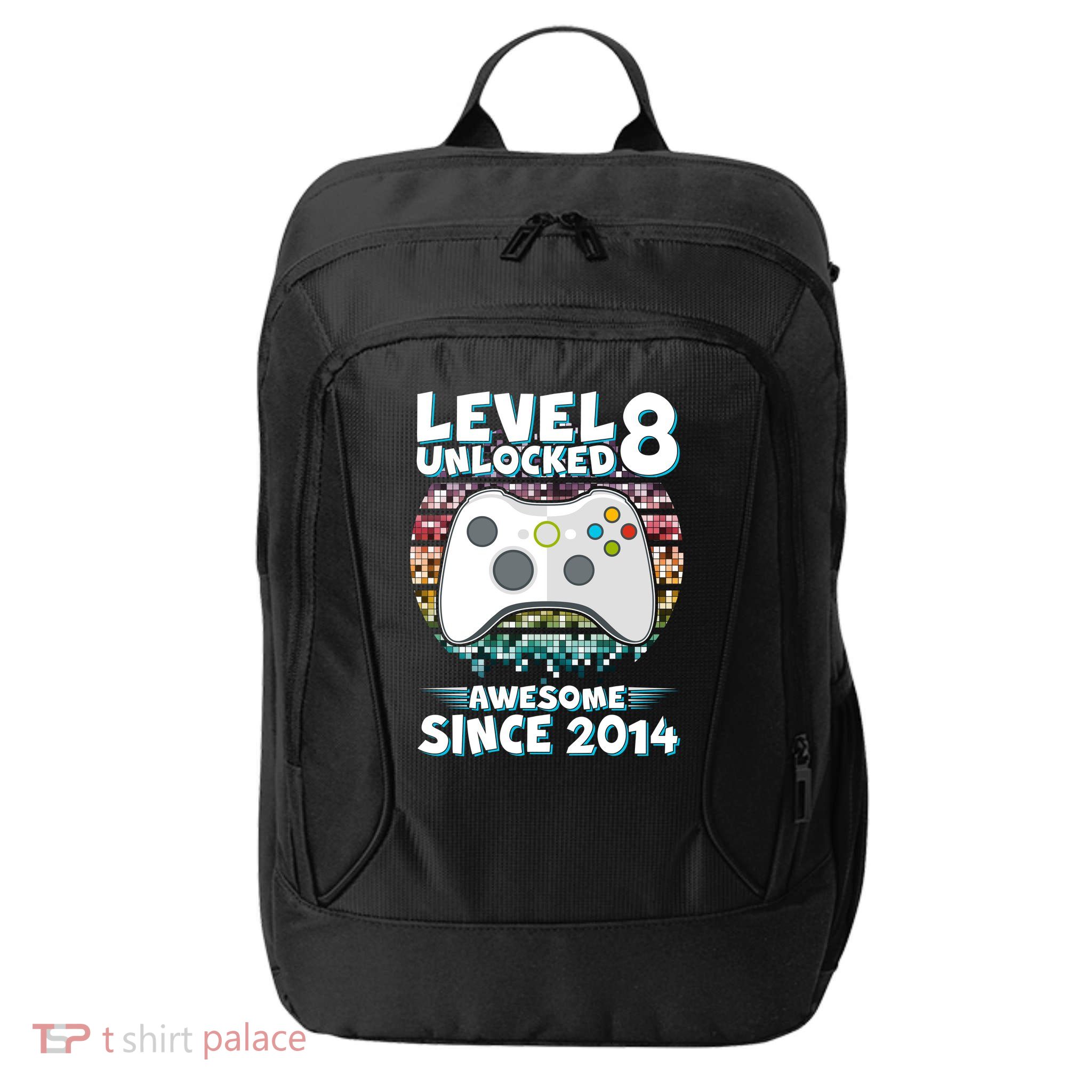 Cool Level 8 Unlocked Awesome Since 2014 Gamer City Backpack