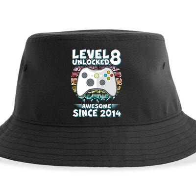Cool Level 8 Unlocked Awesome Since 2014 Gamer Sustainable Bucket Hat