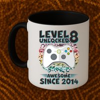 Cool Level 8 Unlocked Awesome Since 2014 Gamer Mug