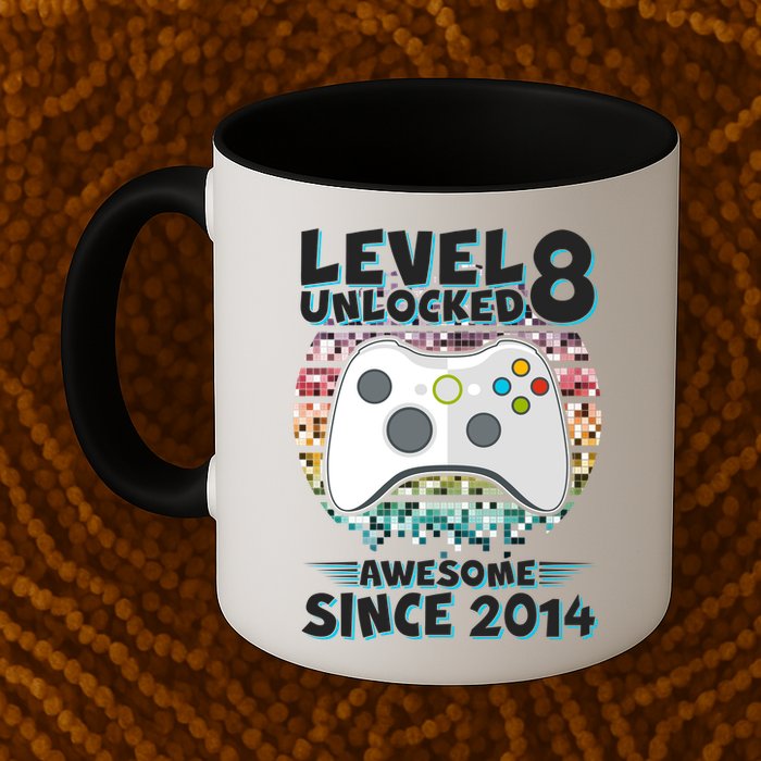 Cool Level 8 Unlocked Awesome Since 2014 Gamer Mug