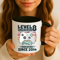 Cool Level 8 Unlocked Awesome Since 2014 Gamer Mug