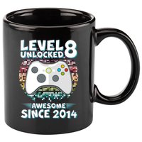 Cool Level 8 Unlocked Awesome Since 2014 Gamer 11oz C Handle Ceramic Mug