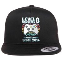 Cool Level 8 Unlocked Awesome Since 2014 Gamer Flat Bill Trucker Hat