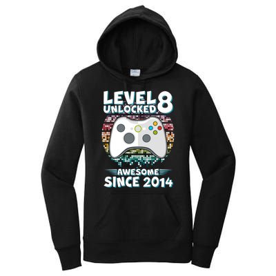 Cool Level 8 Unlocked Awesome Since 2014 Gamer Women's Pullover Hoodie