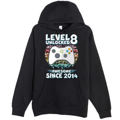 Cool Level 8 Unlocked Awesome Since 2014 Gamer Premium Pullover Hoodie