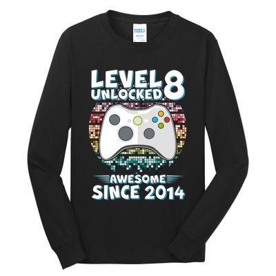 Cool Level 8 Unlocked Awesome Since 2014 Gamer Tall Long Sleeve T-Shirt